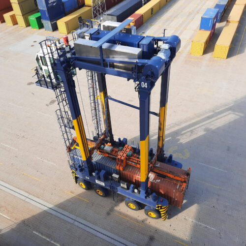 Container straddler at Hutchison Ports Stockholm